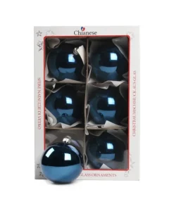 1Pz Pallina Sfera Di Vetro Liscia Blu Lucido 80Mm