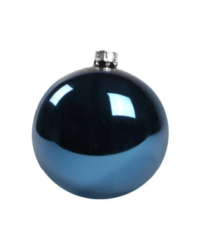 1Pz Pallina Sfera Di Vetro Liscia Blu Lucido 80Mm