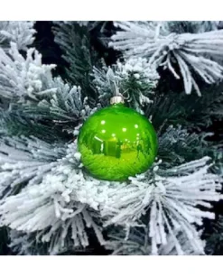 1Pz Pallina Sfera Di Vetro Liscia 80Mm Per Albero Di Natale Verde