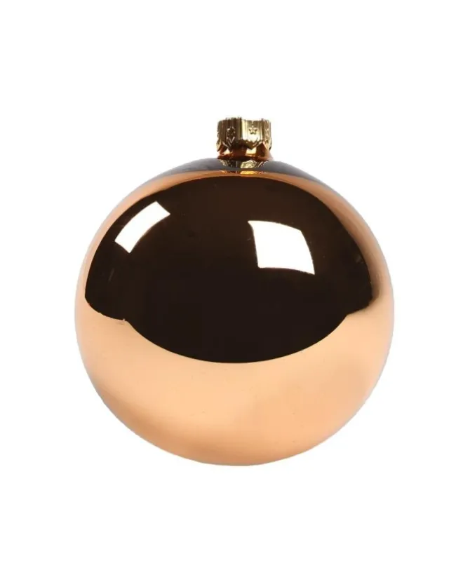 1Pz Pallina Sfera Di Vetro Liscia Rame Lucido 80Mm Per Albero Di Natale