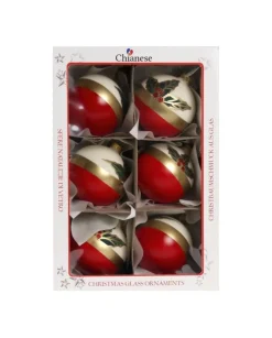 1Pz Pallina Sfera Di Vetro Decorata A Mano 80Mm Per Albero Di Natale