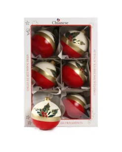 1Pz Pallina Sfera Di Vetro Decorata A Mano 80Mm Per Albero Di Natale