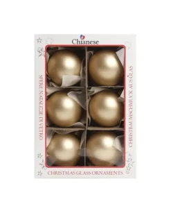 1Pz Pallina Sfera Di Vetro Oro Opaca 60Mm Per Albero Di Natale