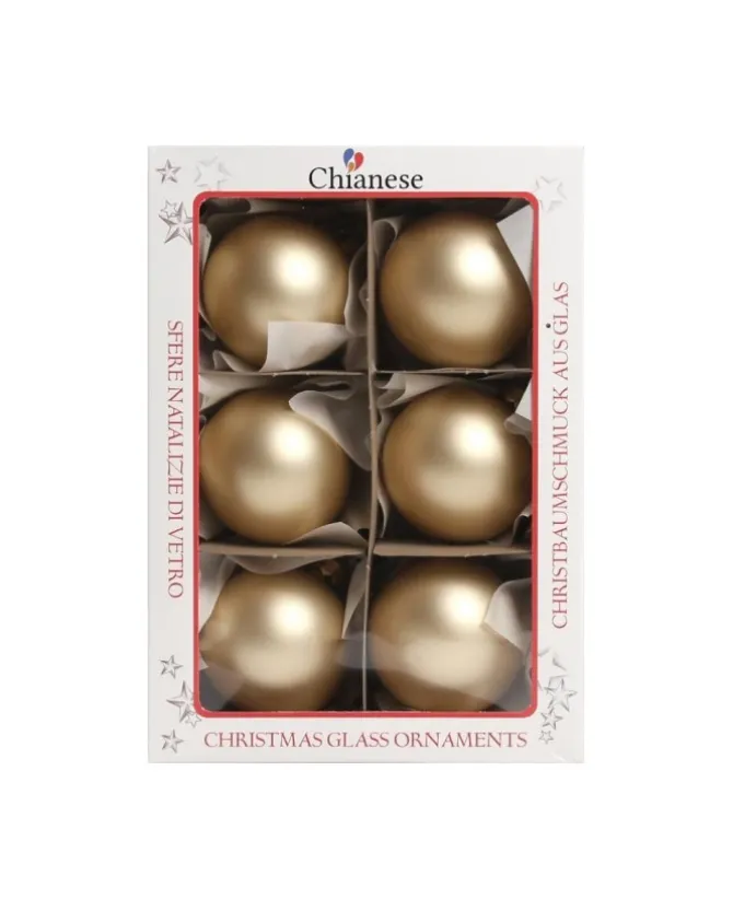 1Pz Pallina Sfera Di Vetro Oro Opaca 60Mm Per Albero Di Natale