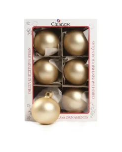 1Pz Pallina Sfera Di Vetro Oro Opaca 60Mm Per Albero Di Natale