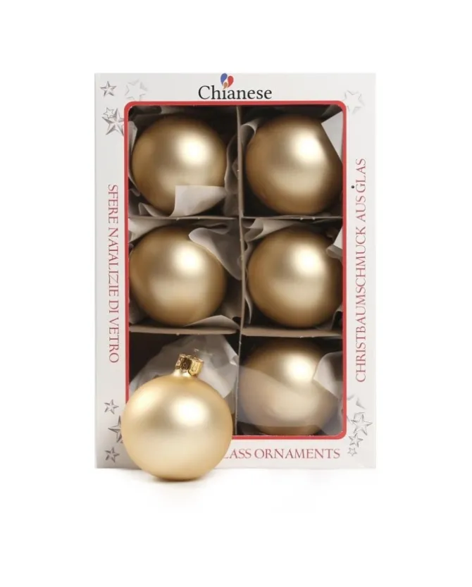 1Pz Pallina Sfera Di Vetro Oro Opaca 60Mm Per Albero Di Natale