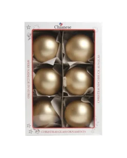 1Pz Pallina Sfera Di Vetro Liscia Oro Opaco 80Mm Per Albero Di Natale