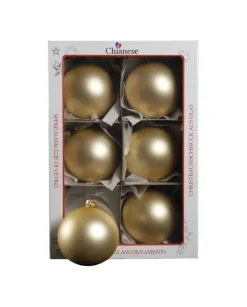 1Pz Pallina Sfera Di Vetro Liscia Oro Opaco 80Mm Per Albero Di Natale