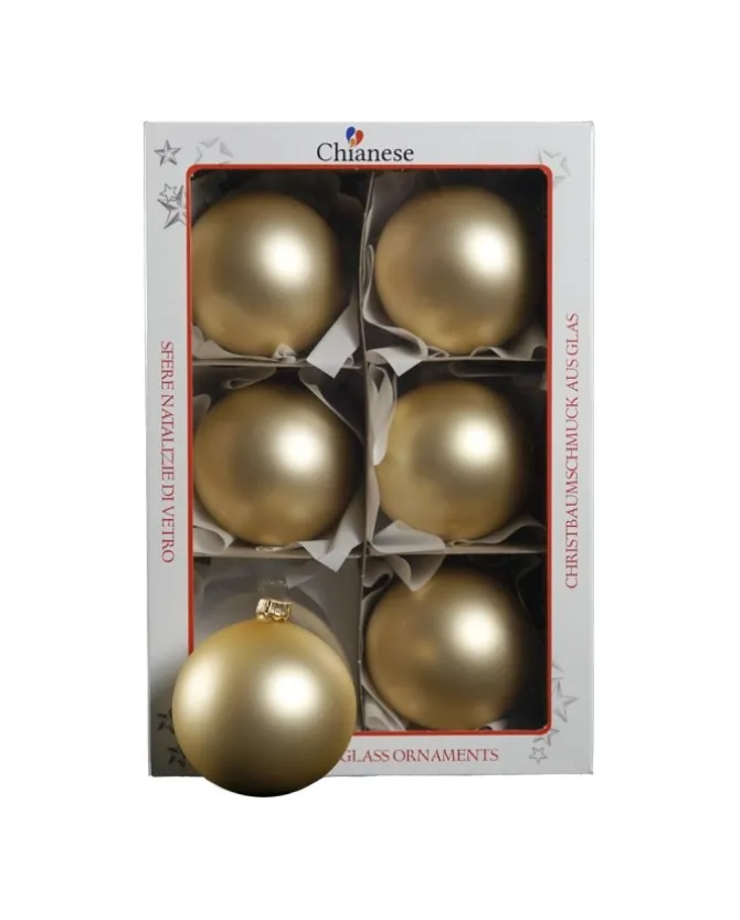 1Pz Pallina Sfera Di Vetro Liscia Oro Opaco 80Mm Per Albero Di Natale