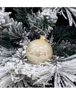 1Pz Pallina Sfera Di Vetro Champagne Lucido 60Mm Per Albero Di Natale