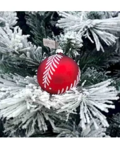 1Pz Pallina Sfera Di Vetro Decorata A Mano 80Mm Per Albero Di Natale Rosso