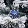 1Pz Pallina Sfera Di Vetro Decorata A Mano 80Mm Per Albero Di Natale Blu