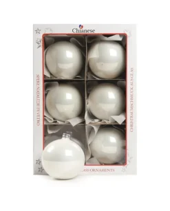 1Pz Pallina Sfera Di Vetro Liscia Bianco Lucido 80Mm