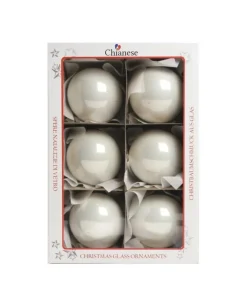 1Pz Pallina Sfera Di Vetro Liscia Bianco Lucido 80Mm