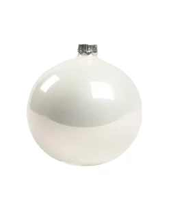 1Pz Pallina Sfera Di Vetro Liscia Bianco Lucido 80Mm
