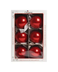 1Pz Pallina Sfera Di Vetro Liscia Rosso Lucido80Mm