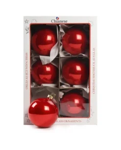 1Pz Pallina Sfera Di Vetro Liscia Rosso Lucido80Mm