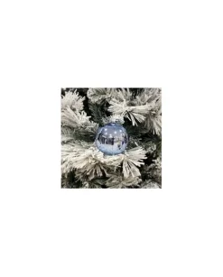 1Pz Pallinadi Vetro Liscia 60Mm Per Albero Di Natale Azzurrino