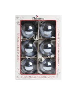 1Pz Pallinadi Vetro Liscia 60Mm Per Albero Di Natale Azzurrino