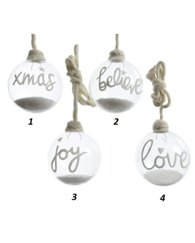 1Pz Palline Di Vetro Decorate 80Mm 4 Modelli Per Albero Di Natale