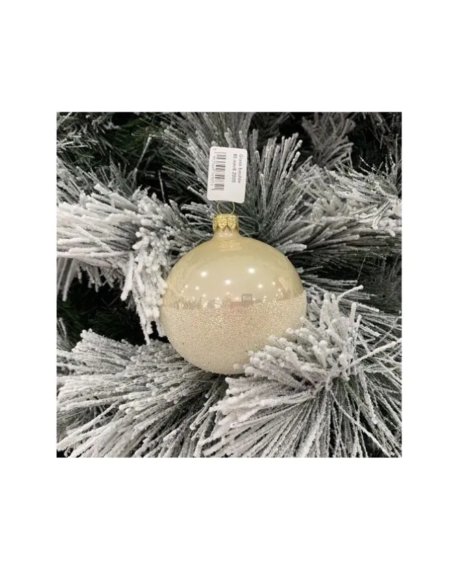 1Pz Sfera Di Vetro Decorata A Mano Champagne Lucido 80Mm