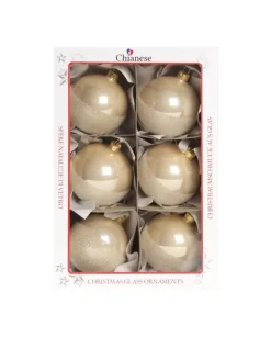 1Pz Sfera Di Vetro Decorata A Mano Champagne Lucido 80Mm