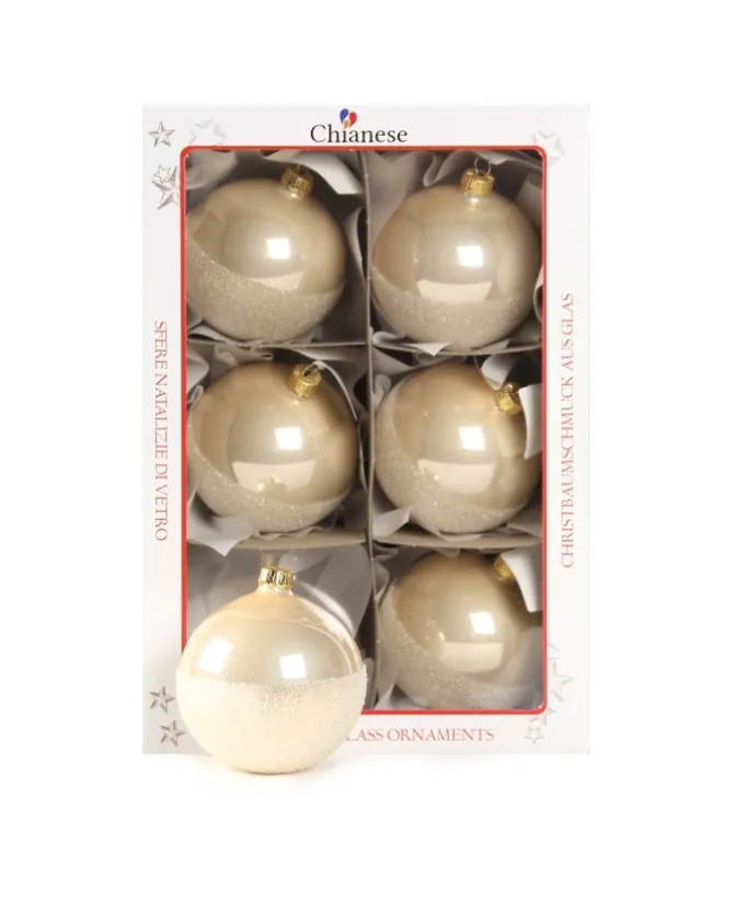 1Pz Sfera Di Vetro Decorata A Mano Champagne Lucido 80Mm