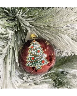 1Pz Sfera In Vetro Decorata A Mano Bourdeaux