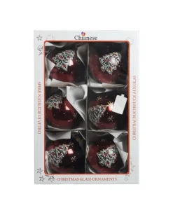 1Pz Sfera In Vetro Decorata A Mano Bourdeaux