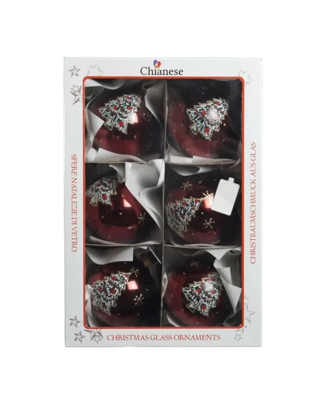 1Pz Sfera In Vetro Decorata A Mano Bourdeaux