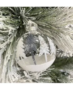 1Pz Sfera In Vetro Decorata A Mano Trasparente