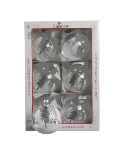 1Pz Sfera In Vetro Decorata A Mano Trasparente