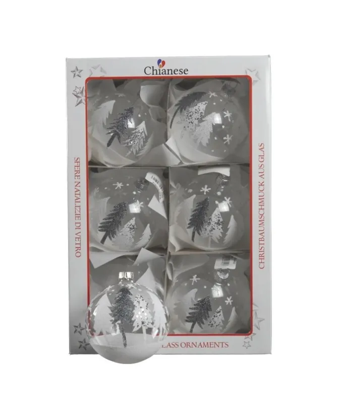 1Pz Sfera In Vetro Decorata A Mano Trasparente