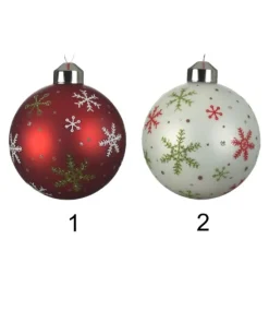 1Pz Sfera Pallina In Vetro Disponibile In Due Colori Con Decoro Fiocco Di Neve