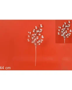 Ramo 44Cm Con Bacche Bianche Per Decorazioni Di Natale