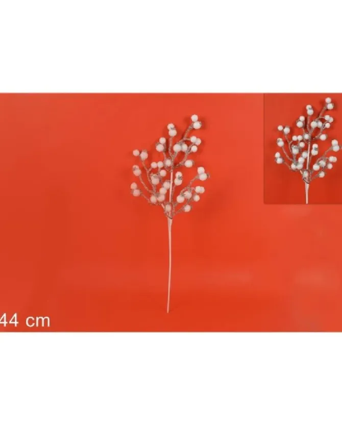 Ramo 44Cm Con Bacche Bianche Per Decorazioni Di Natale