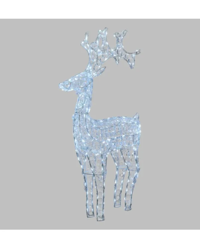 Renna Di Cristalli Acrilico 250 Led Bianco Caldo 3D