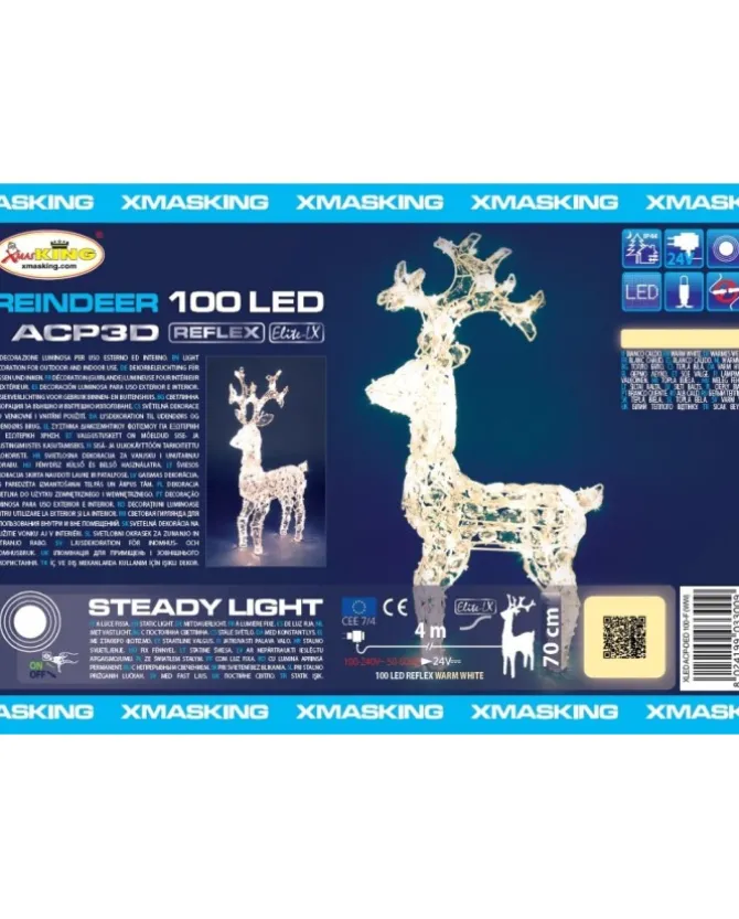 Renna Di Cristalli Acrilico 100 Led 4M+H70Cm