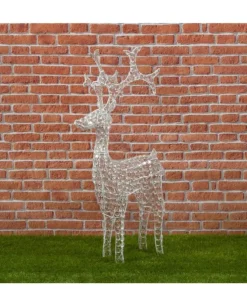 Renna Di Cristalli Acrilico 250 Led Bianco Caldo 3D