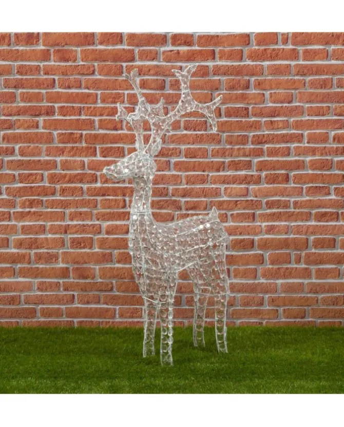 Renna Di Cristalli Acrilico 250 Led Bianco Caldo 3D