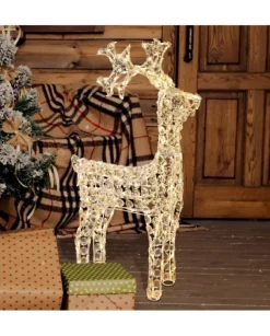 Renna Di Cristalli Acrilico 200 Led Bianco Caldo 3D