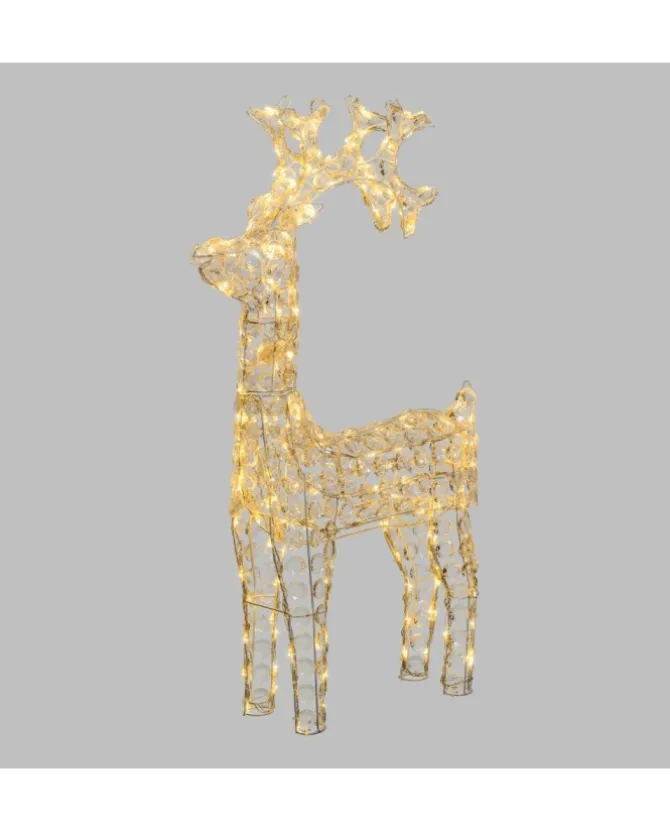 Renna Di Cristalli Acrilico 200 Led Bianco Caldo 3D