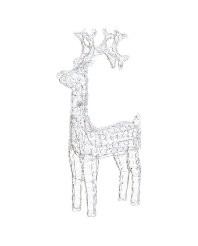 Renna Di Cristalli Acrilico 200 Led Bianco Caldo 3D