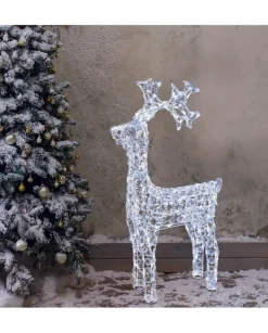 Renna Di Cristalli Acrilico 200 Led Bianco 3D