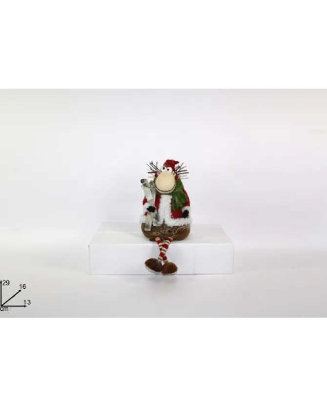 Renna Seduta Tessuto Glitter Ghiacci Yk6