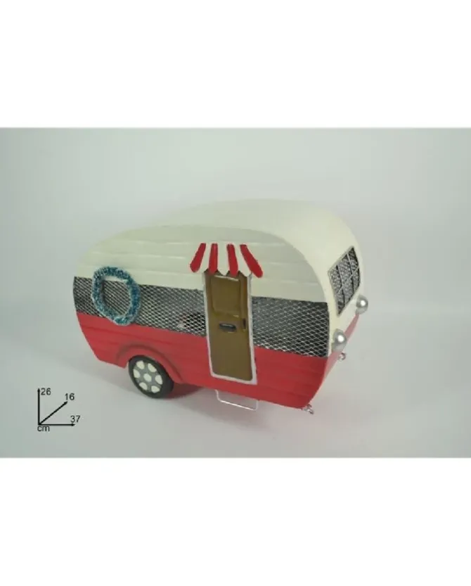 Roulotte Natalizia In Metallo 26X16X37Cm