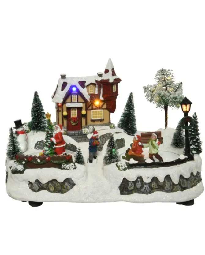 Scenario A Led Scenario Invernale In Poliresina Con Slittino Per Bambini Stabile