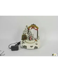 Scenario Giostina Di Natale Con Famiglia Con Luci Movimenti E Suoni