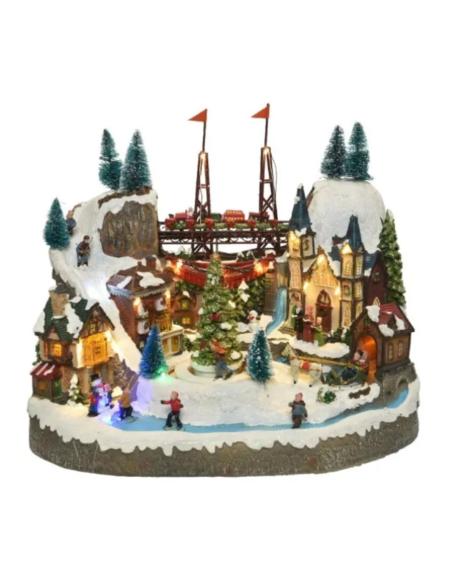 Scenario, Villaggio, Giostrina Led Villaggio In Poliresina Per Interni