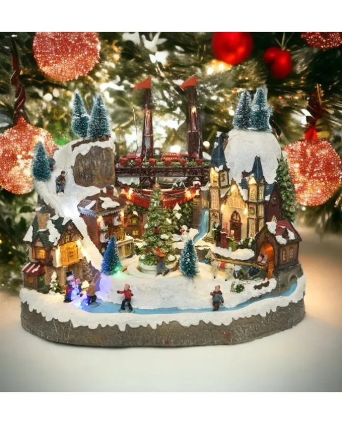 Scenario, Villaggio, Giostrina Led Villaggio In Poliresina Per Interni